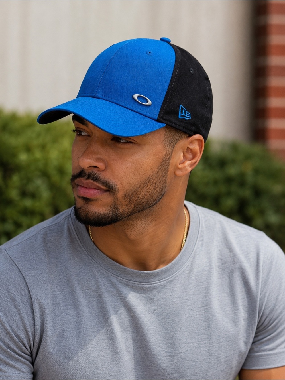 Oakley New Era 39THIRTY Stretch Fit Hat Blue Black S/M Small Medium Cap